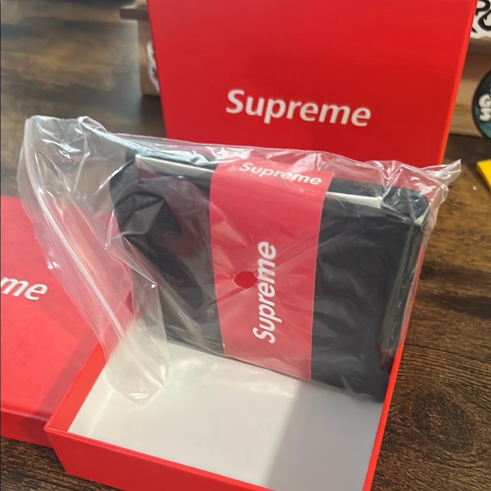 Supreme Black Wallet with Red Box